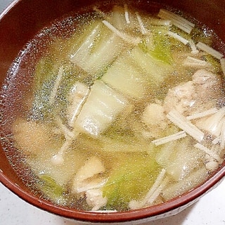 鶏もも肉と白菜とえのきの中華スープ